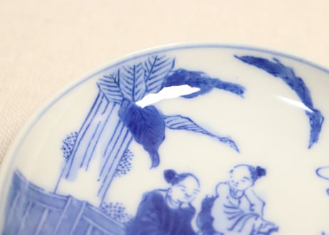 明治後期~大正銅判芭蕉と人物図小皿