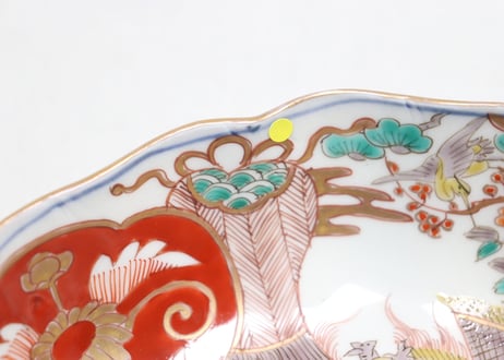 明治前期色絵松竹梅に鶴亀図通り物大なます皿②小ニュウ
