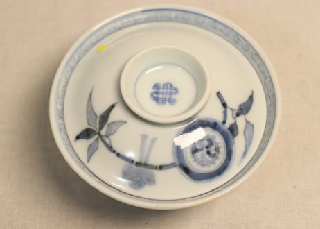 明治後期～大正染付枝に小鳥図飯茶碗②小ニュウ,トリアシ