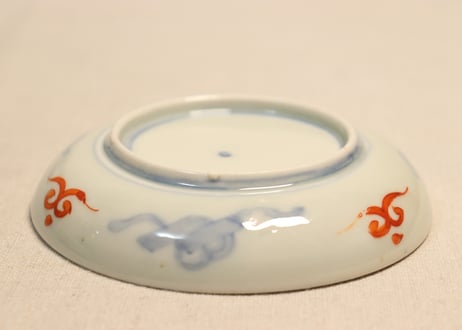 明治前期色絵三方貝図小皿