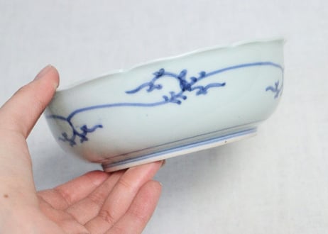 江戸中期染付松竹梅図なます皿①　少歪み