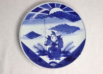 江戸幕末染付恵比寿図尺皿