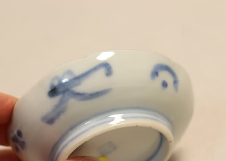 明治前期色絵桃と鶴図通り物豆皿②　少甘手