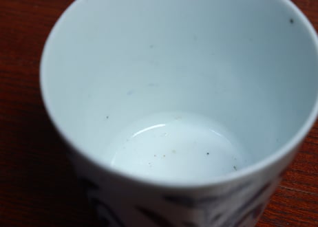 江戸中期染付水仙図猪口②　高台ホツ