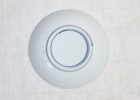 明治後期～大正染付竹と草花図小皿