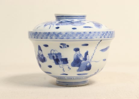 大正~昭和戦前ゴム判七福神図蓋茶碗