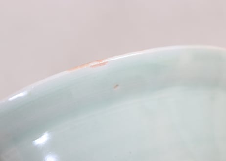 江戸中期青磁染付山水図春寒鉢　フリモノ