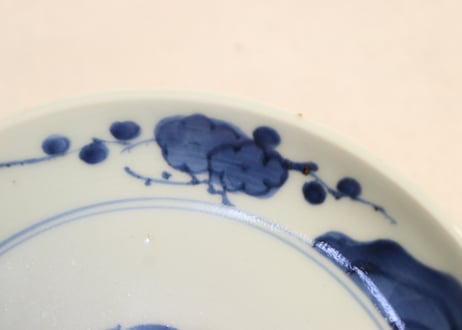 江戸後期染付三方に梅図6寸皿② 高台傷