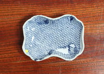 江戸中期紙刷古印判糸巻型小皿➂　ノミホツ
