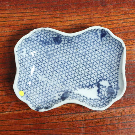 江戸中期紙刷古印判糸巻型小皿➂　ノミホツ