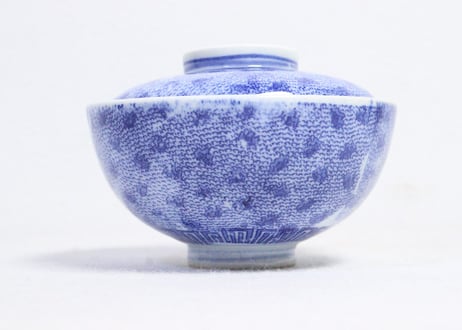 明治後期～大正銅判微塵唐草図蓋茶碗 少甘手