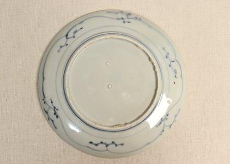 江戸中期染付竹図７寸皿①少かたつき