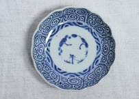 江戸幕末染付蛸唐草図通り物小皿