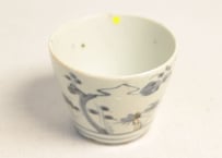 【金継ぎ用】江戸中期染付松竹梅図くらわんか猪口 ホツ