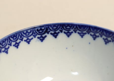 明治前期紙刷六方に花図飯茶碗