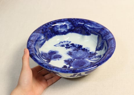 明治前期染付菊図7寸鉢