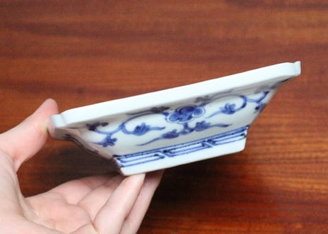 江戸中期色絵総柄牡丹図長皿①　5客組