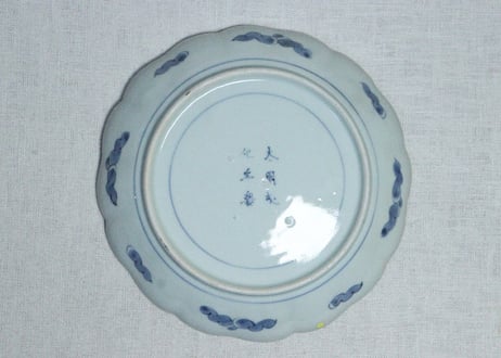 江戸中期色絵山水図7寸皿③　釉剥げ,ノミホツ