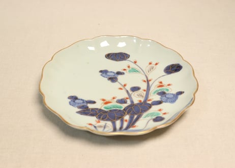 江戸後期色絵秋海棠図7寸皿