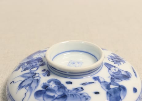 大正~昭和戦前ゴム判七福神図蓋茶碗