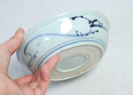江戸後期色絵アシに水鳥図なます皿②　フリモノ