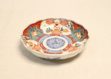 明治前期色絵兎図通り物小皿
