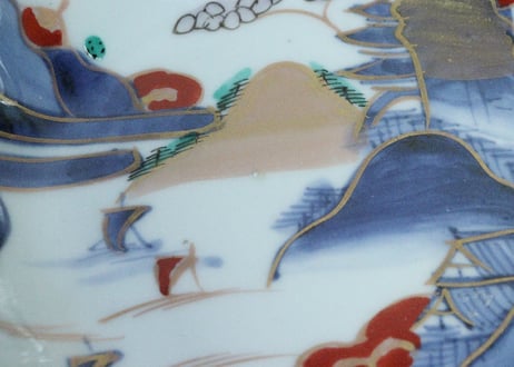 江戸中期色絵山水図なます皿