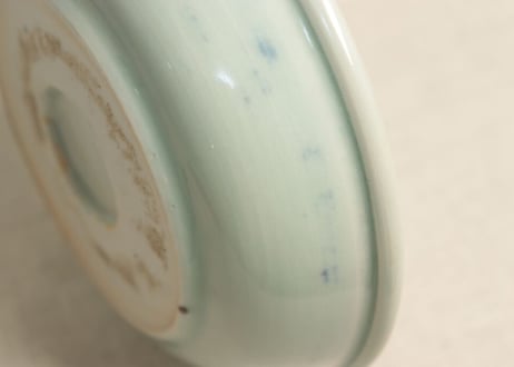 江戸後期青磁染付牡丹花弁図春寒鉢 少甘手,少フリモノ