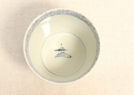 江戸幕末染付山水図猪口①
