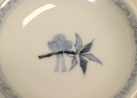 明治後期～大正染付枝に小鳥図飯茶碗①
