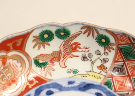 明治前期色絵鶴亀図なます皿②薄め
