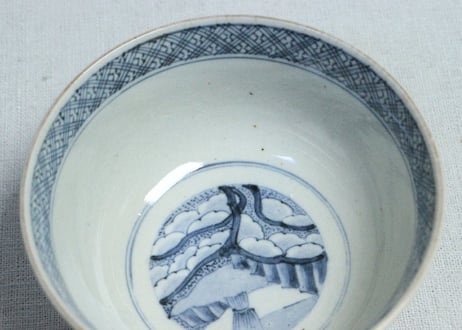 明治前期色絵福良雀図飯茶碗　甘手