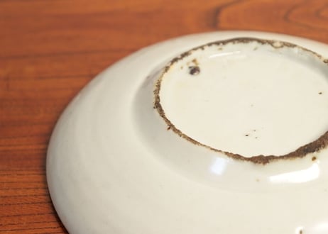 江戸中期くらわんか染付二方菖蒲図6.5寸皿　あたり傷