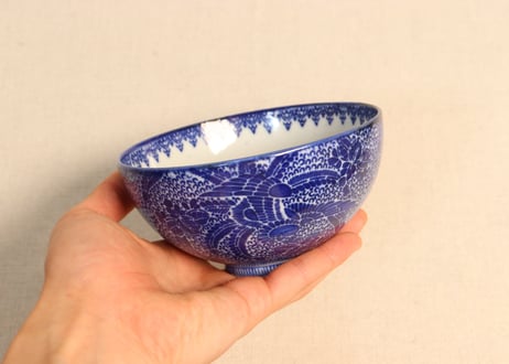 明治前期紙刷桐と鳳凰図飯茶碗