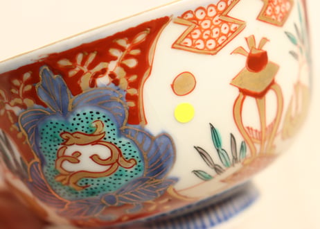 明治前期色絵兎図通り物飯茶碗③少甘手