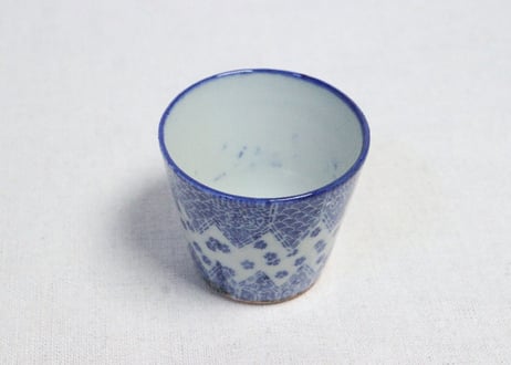 古伊万里　銅板摺印判　覗き猪口　水草に鳥図　明治時代　珍品 古伊万里 銅板摺印判 覗き猪口 水草に鳥図 明治時代 珍品
