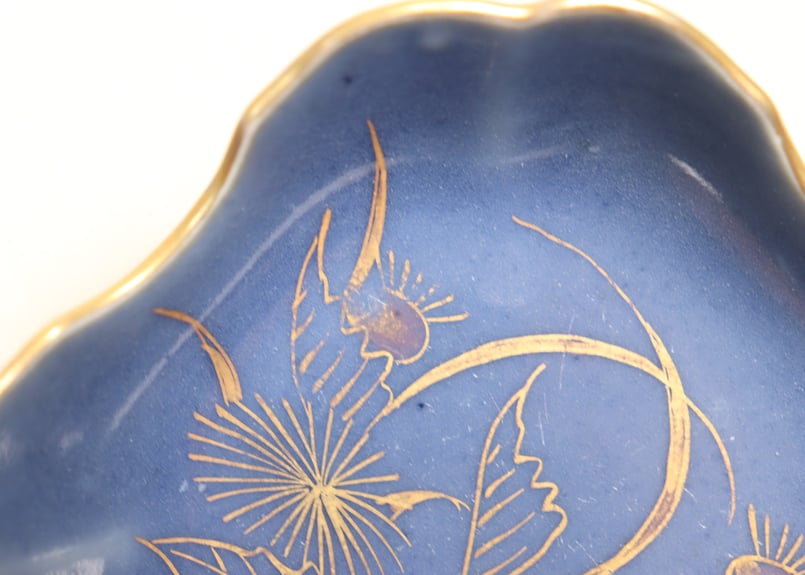 江戸中期瑠璃釉金彩薊図四弁小皿 | 吉祥寺PukuPuku