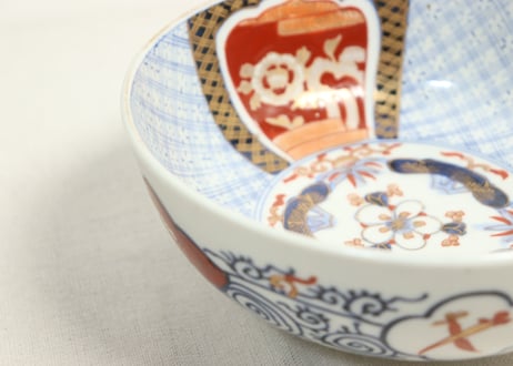 明治前期色絵松竹梅と牡丹図6寸鉢