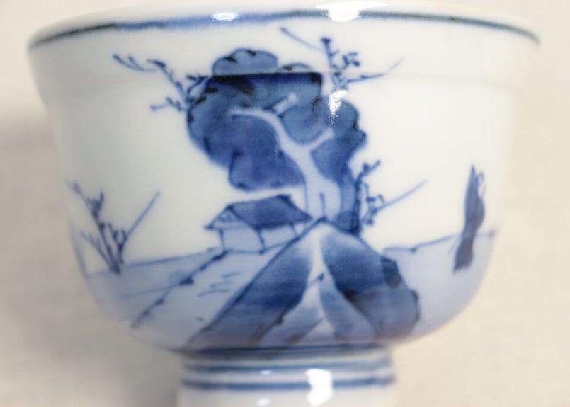 染付大缽。昭和時代。戰前。山水文。美品。舊家藏出。古美術。骨董品。 染付大缽。昭和時代。戰前。山水文。美品。舊家藏出。