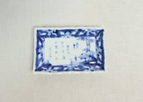 明治後期～大正染付山水人物図長角皿①