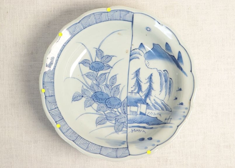 江戸期 湖東焼 染付【雁飛来図】 向付 小皿★美品★ 江戸期 湖東焼 染付【雁飛来図】 向付 小皿☆美品☆