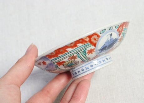 明治前期色絵福良雀図飯茶碗　甘手