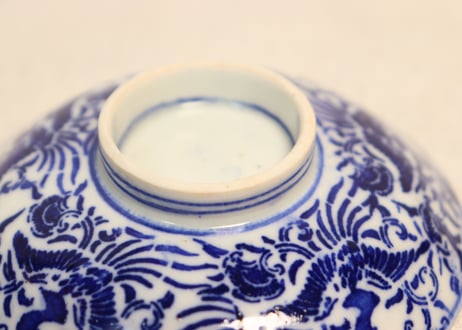 明治前期紙刷鳳凰図飯茶碗