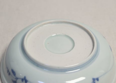 江戸中期染付竹と菊に蝙蝠図なます皿① かたつき