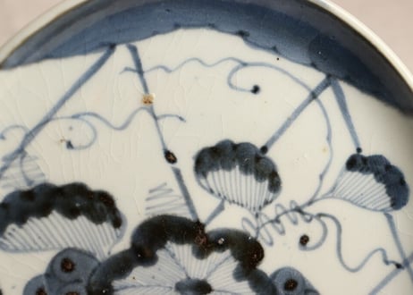 江戸中期染付山葡萄図６寸皿　少甘手