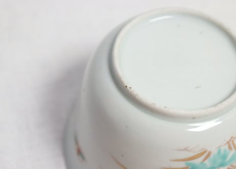 江戸中期色絵薊図大向付 ニュウ