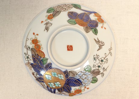 明治前期色絵紫陽花図蒸茶碗