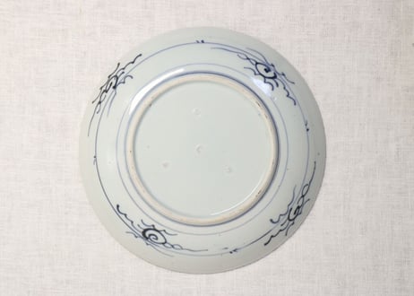江戸幕末染付牡丹図7寸皿