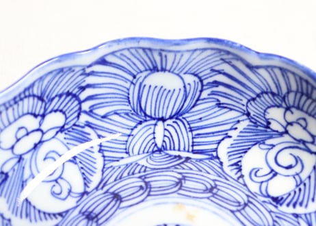 江戸幕末線描き花図なます皿③　フリモノ