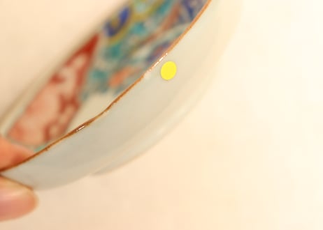 明治前期色絵花と幾何学文小皿②ノミホツ